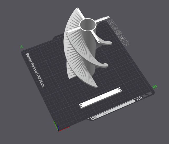 3D model of a QFH antenna support in slicer software