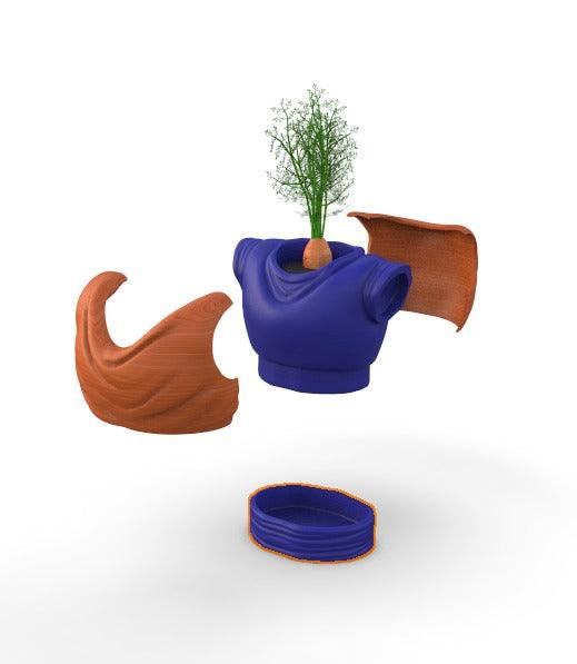 Saiyan Torso Planter Pot – 3D Printed Anime-Inspired Plant Holder - Mold and Matter