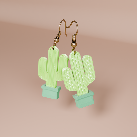 Cactus Earrings – 3D Printed Nature-Inspired Jewellery