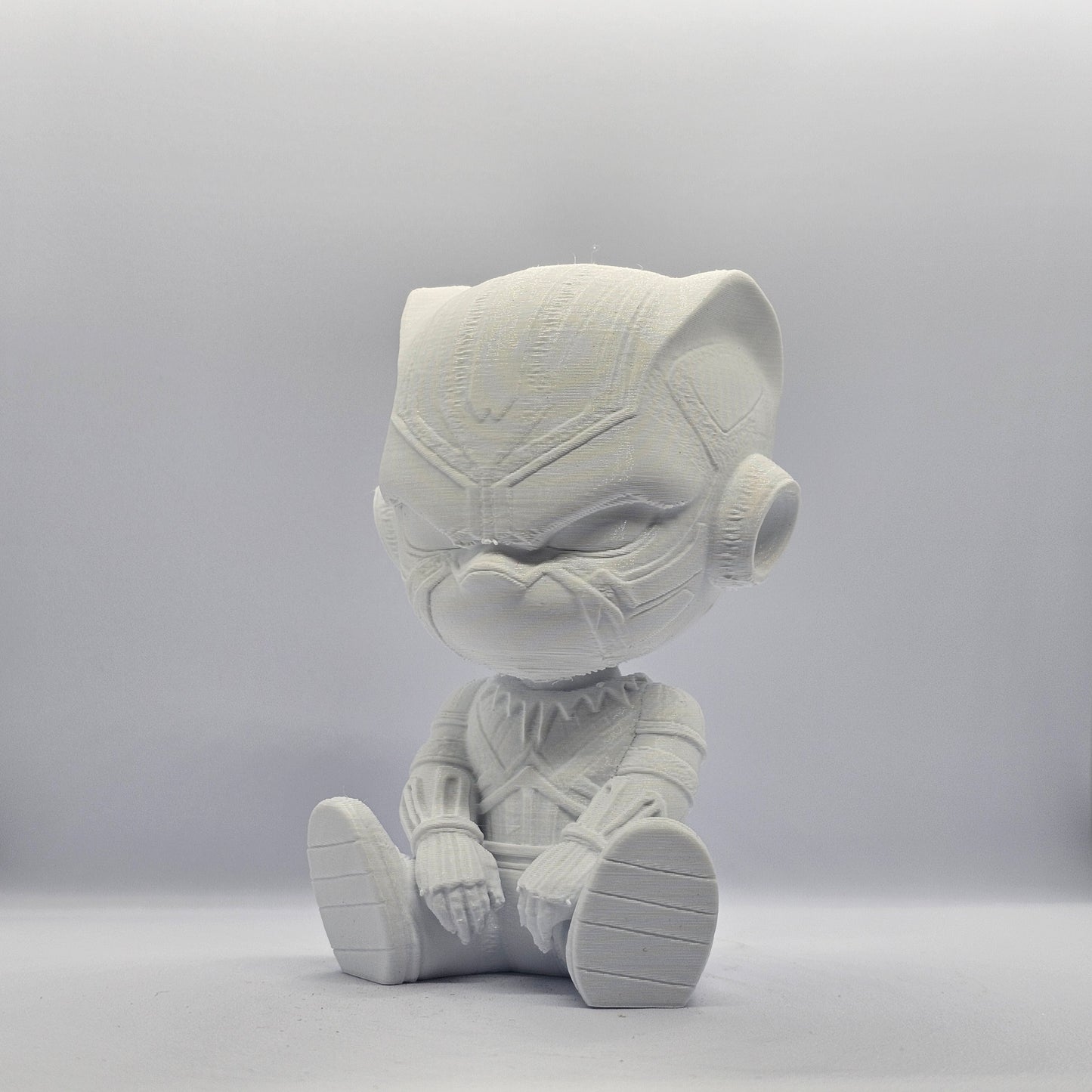 Black Panther Chibi Style 3D Printed Figurine – 9 cm Paintable Collectible