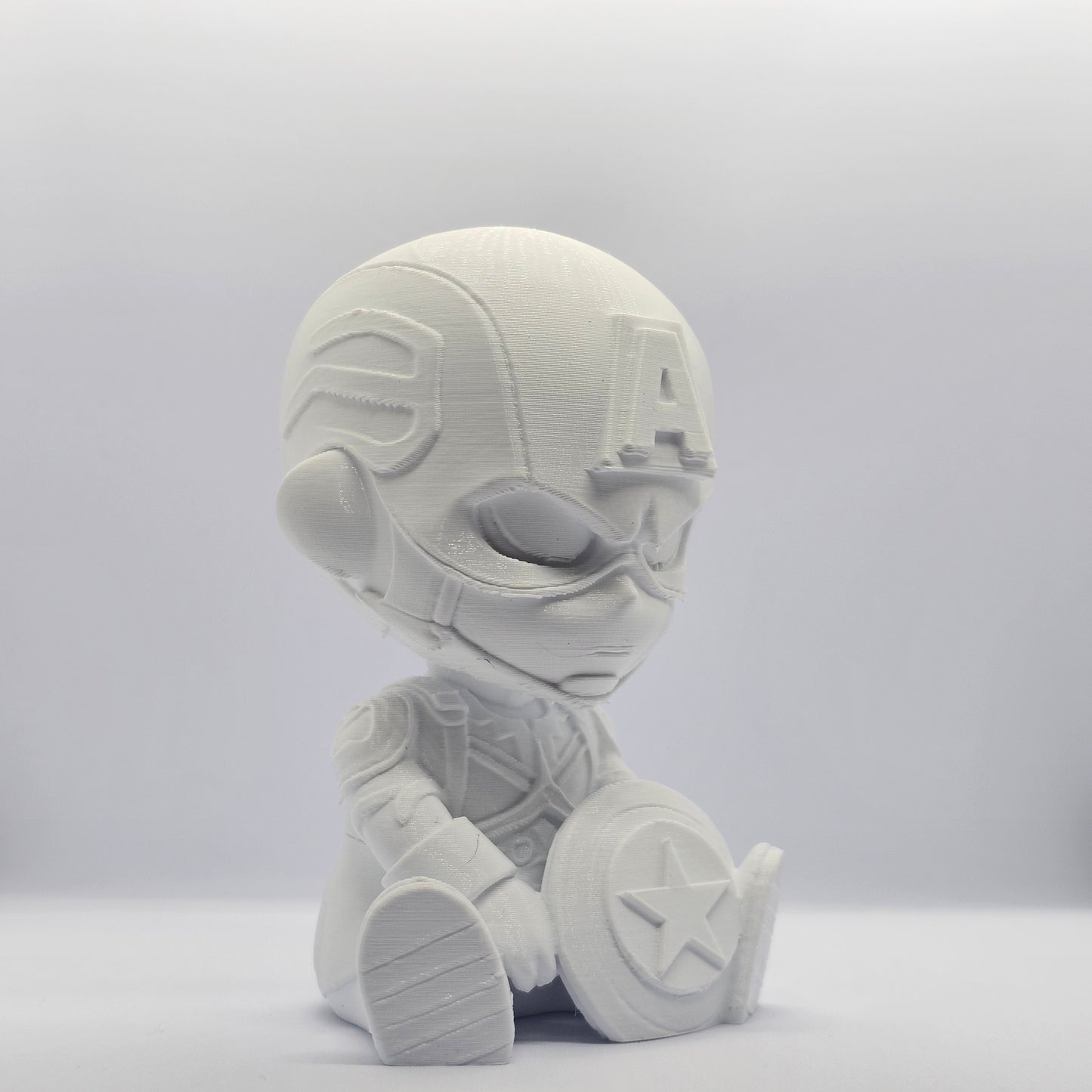 Captain America Chibi Style 3D Printed Figurine – 9 cm Paintable Collectible