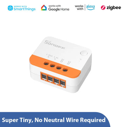 Zigbee Mini L2 Smart Switch (No Neutral Required) – Compact In-Wall Relay for Home Automation