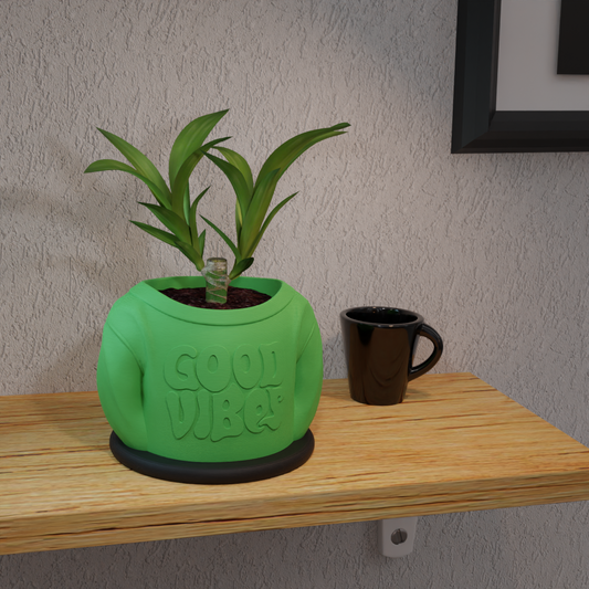 🌿 Good Vibes T-Shirt Planter – 3D Printed Mini Pot with Personality