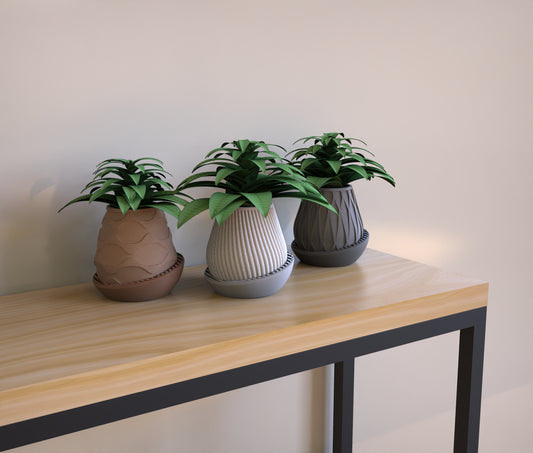 🪴 Minimal Planter Set – Bundle of 3 Modern 3D Printed Pots