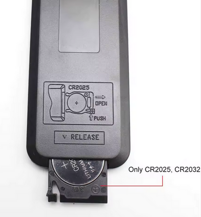 Battery compartment of a device with CR2032 and CR2025 battery labels on a white background.