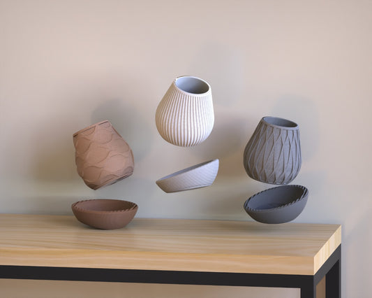 🪴 Minimal Planter Set – Bundle of 3 Modern 3D Printed Pots