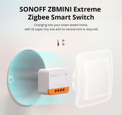 Zigbee Mini L2 Smart Switch (No Neutral Required) – Compact In-Wall Relay for Home Automation
