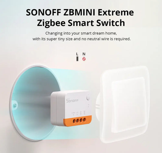 Zigbee Mini L2 Smart Switch (No Neutral Required) – Compact In-Wall Relay for Home Automation