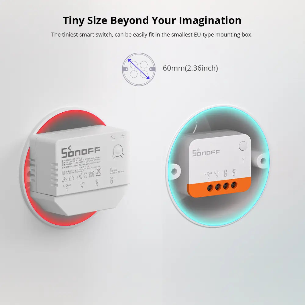 Zigbee Mini L2 Smart Switch (No Neutral Required) – Compact In-Wall Relay for Home Automation