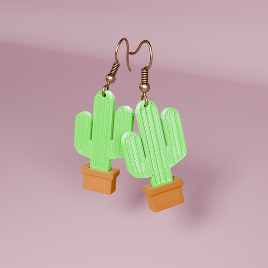 Cactus Earrings – 3D Printed Nature-Inspired Jewellery