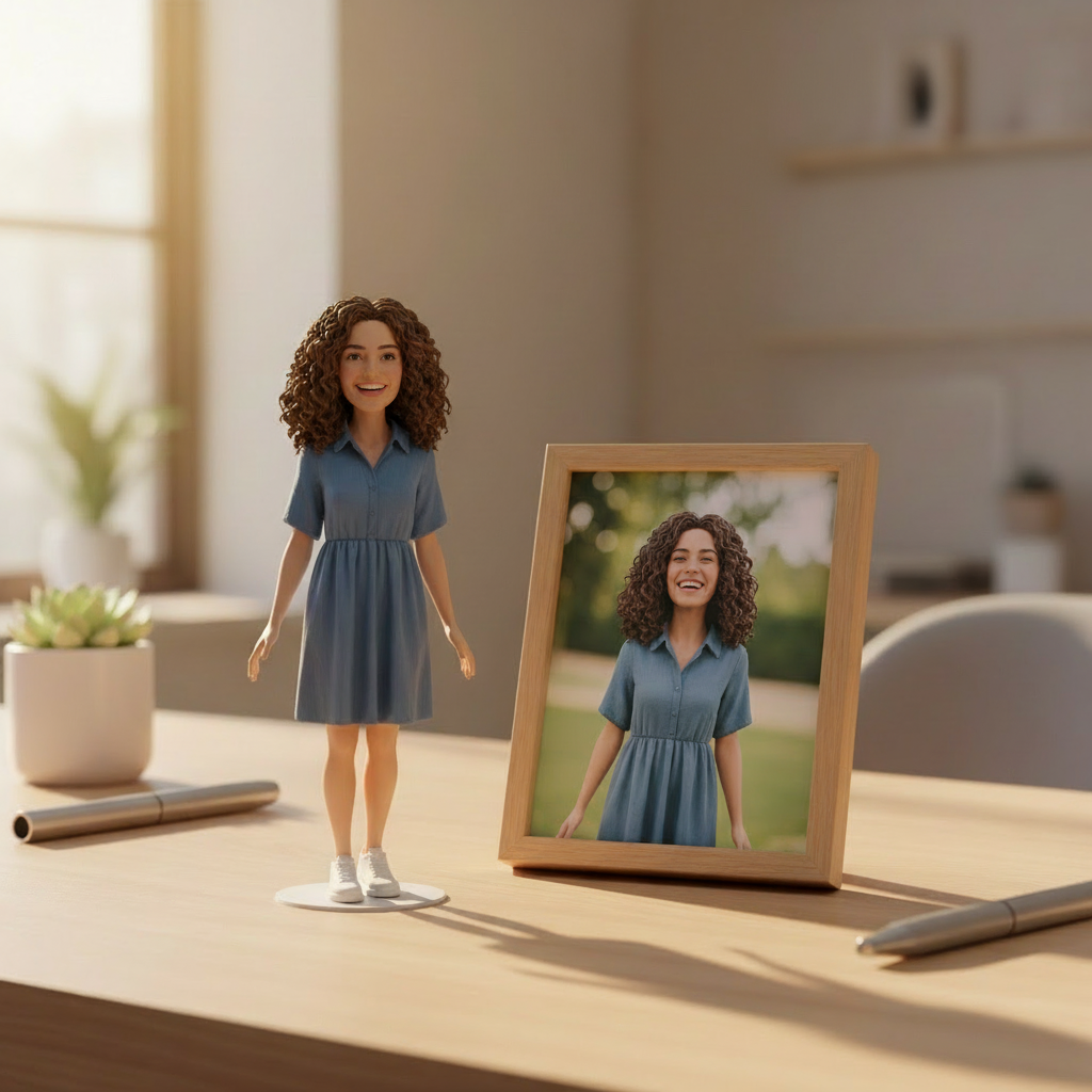 Custom Figurine Product Image with Fixed Text