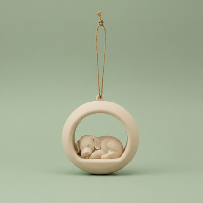 Sleeping Puppy Ornament - Beige variant studio shot