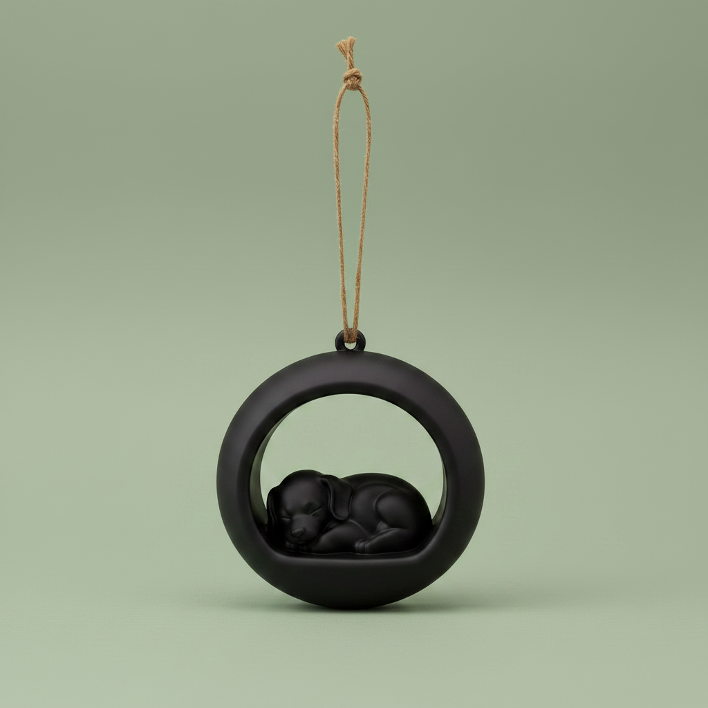 Sleeping Puppy Ornament - Black variant studio shot