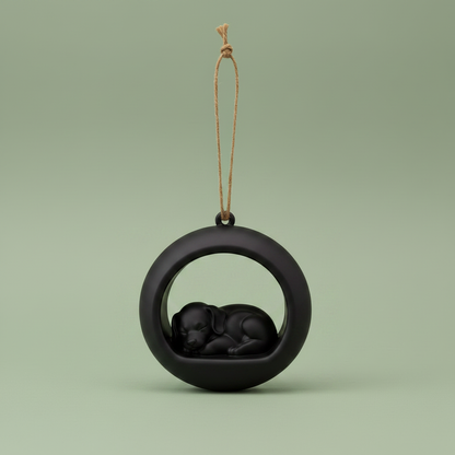 Sleeping Puppy Ornament - Black variant studio shot