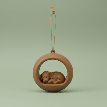 Sleeping Puppy Ornament - Brown variant studio shot