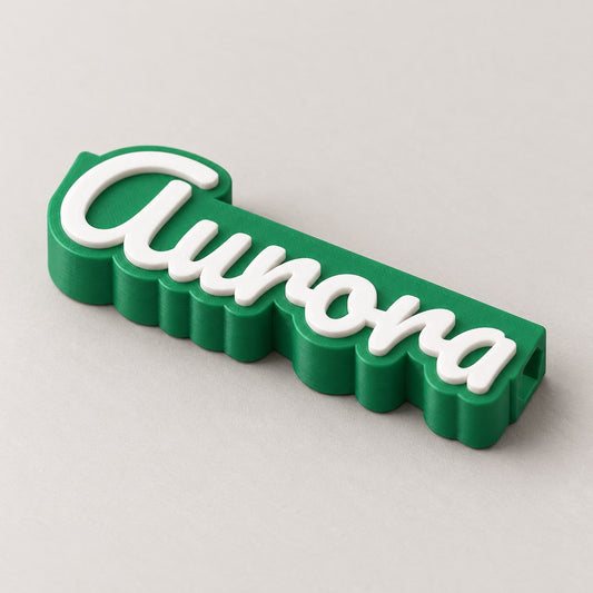 Name Pencil Topper: green 'Aurora' topper alone at a three-quarter angle