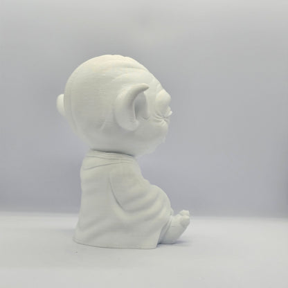 Yoda Chibi Style 3D Printed Figurine – 9 cm Paintable Collectible