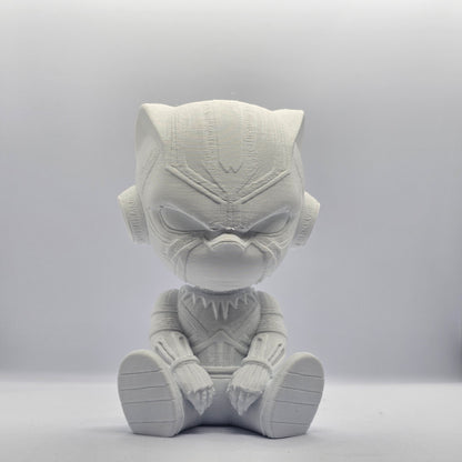 Black Panther Chibi Style 3D Printed Figurine – 9 cm Paintable Collectible