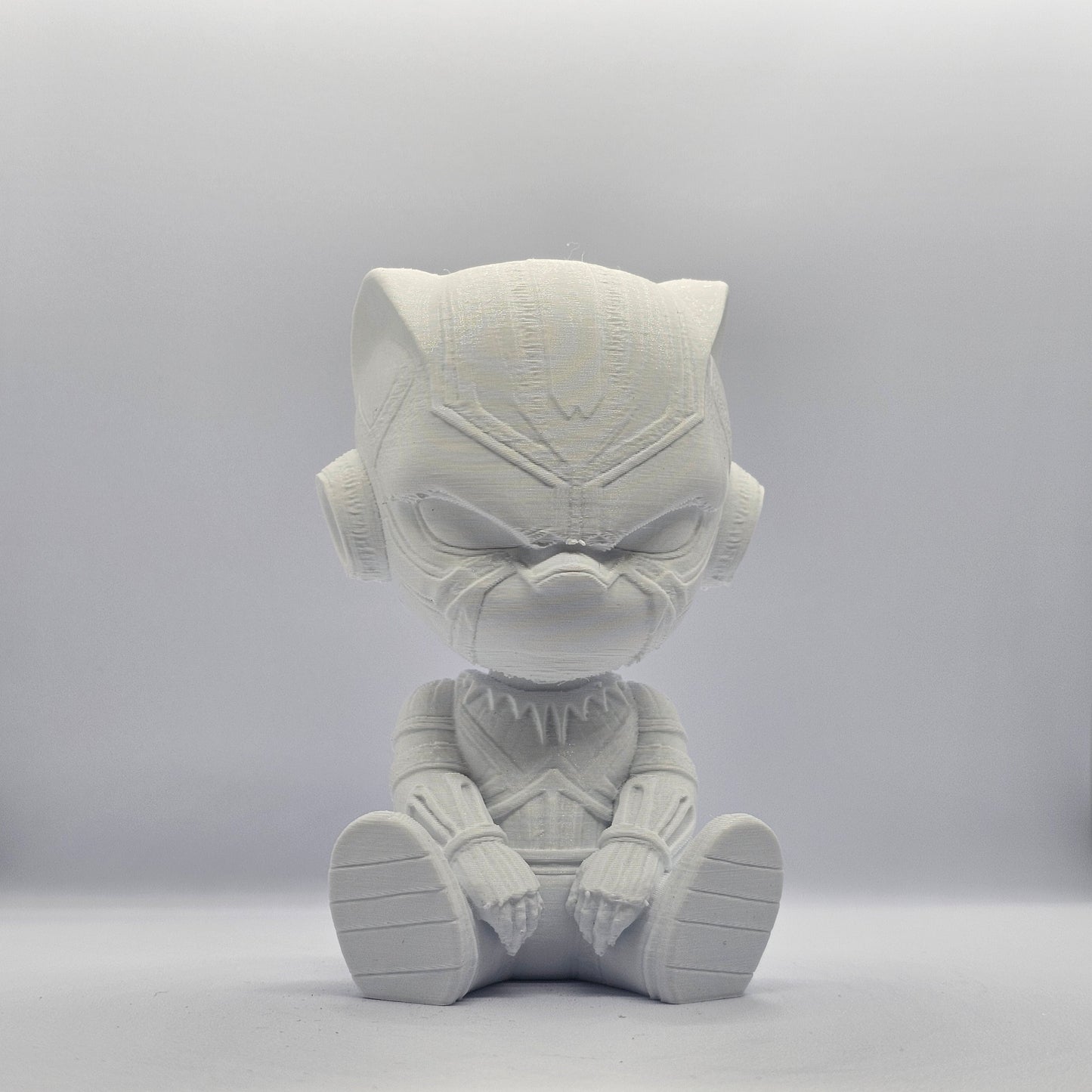 Black Panther Chibi Style 3D Printed Figurine – 9 cm Paintable Collectible