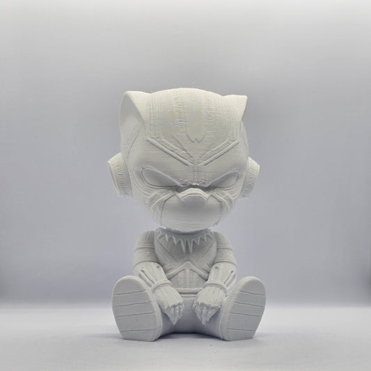 Black Panther Chibi Style 3D Printed Figurine – 9 cm Paintable Collectible
