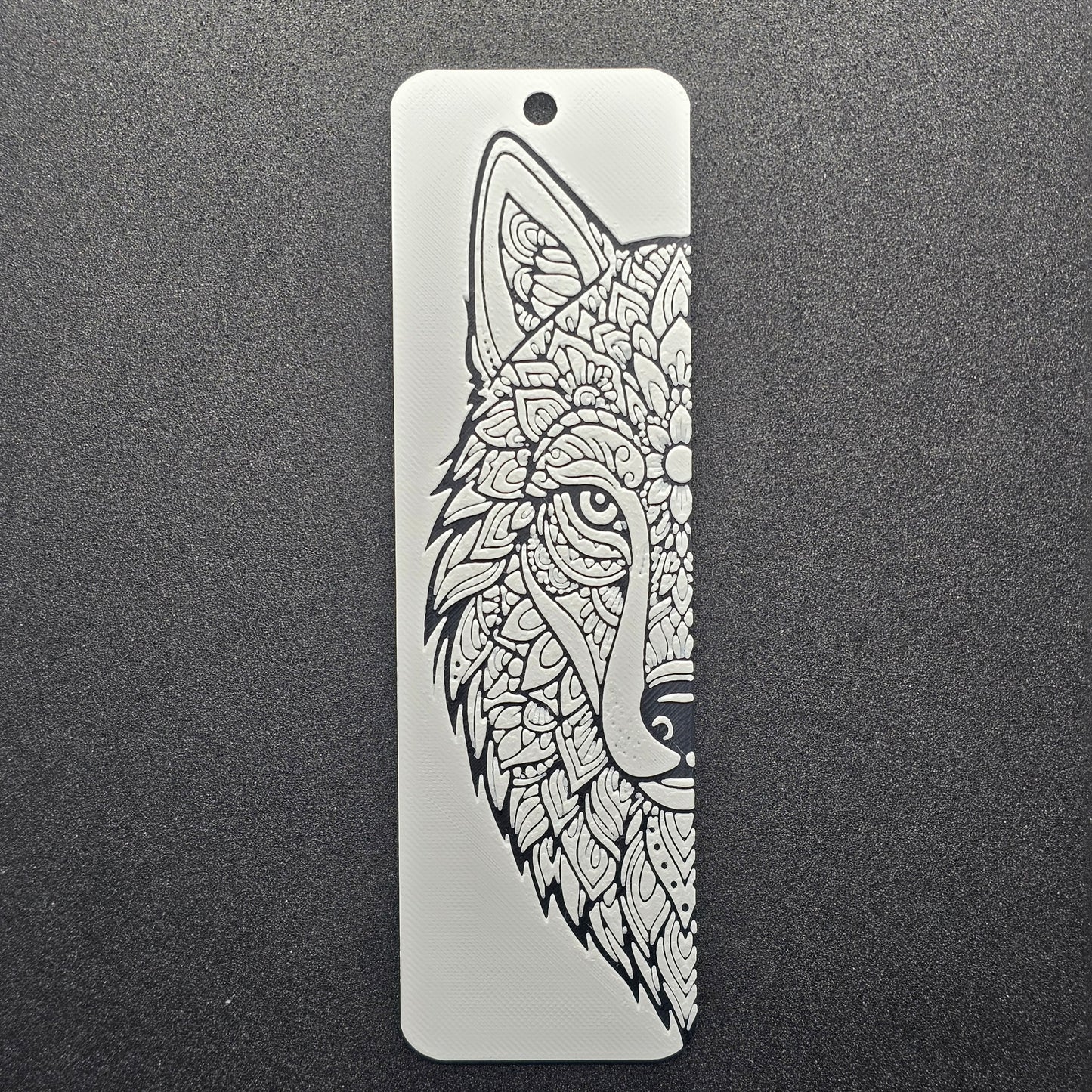 mandala art bookmark with design of wolf