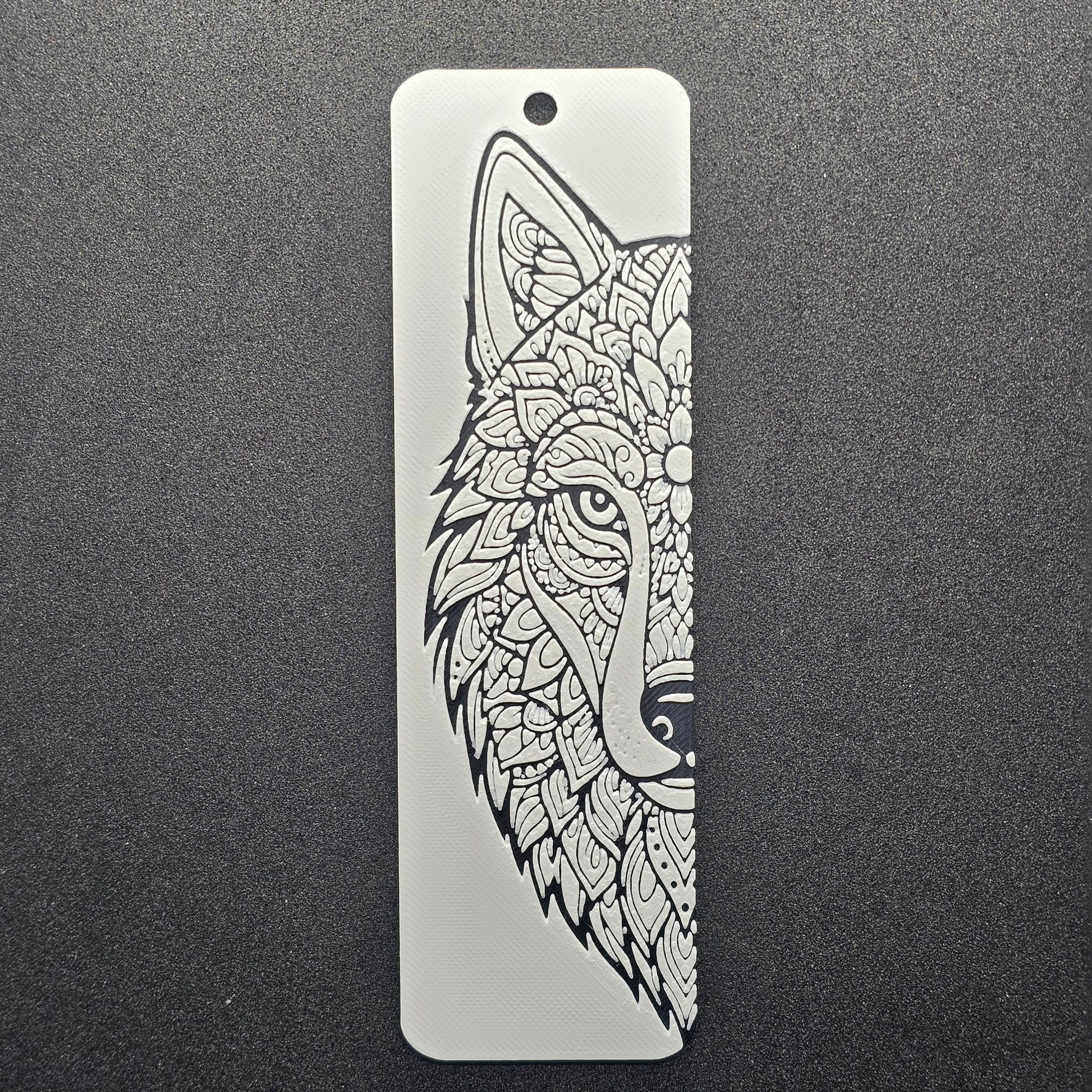 mandala art bookmark with design of wolf