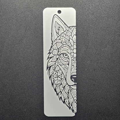 mandala art bookmark with design of wolf