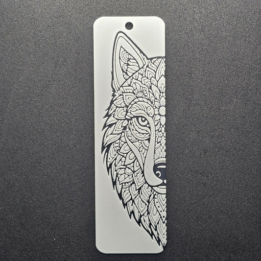mandala art bookmark with design of wolf