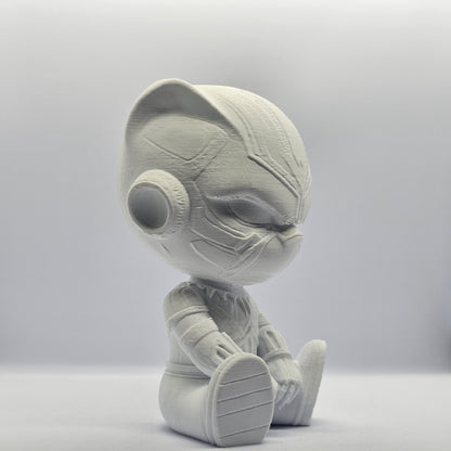 Black Panther Chibi Style 3D Printed Figurine – 9 cm Paintable Collectible