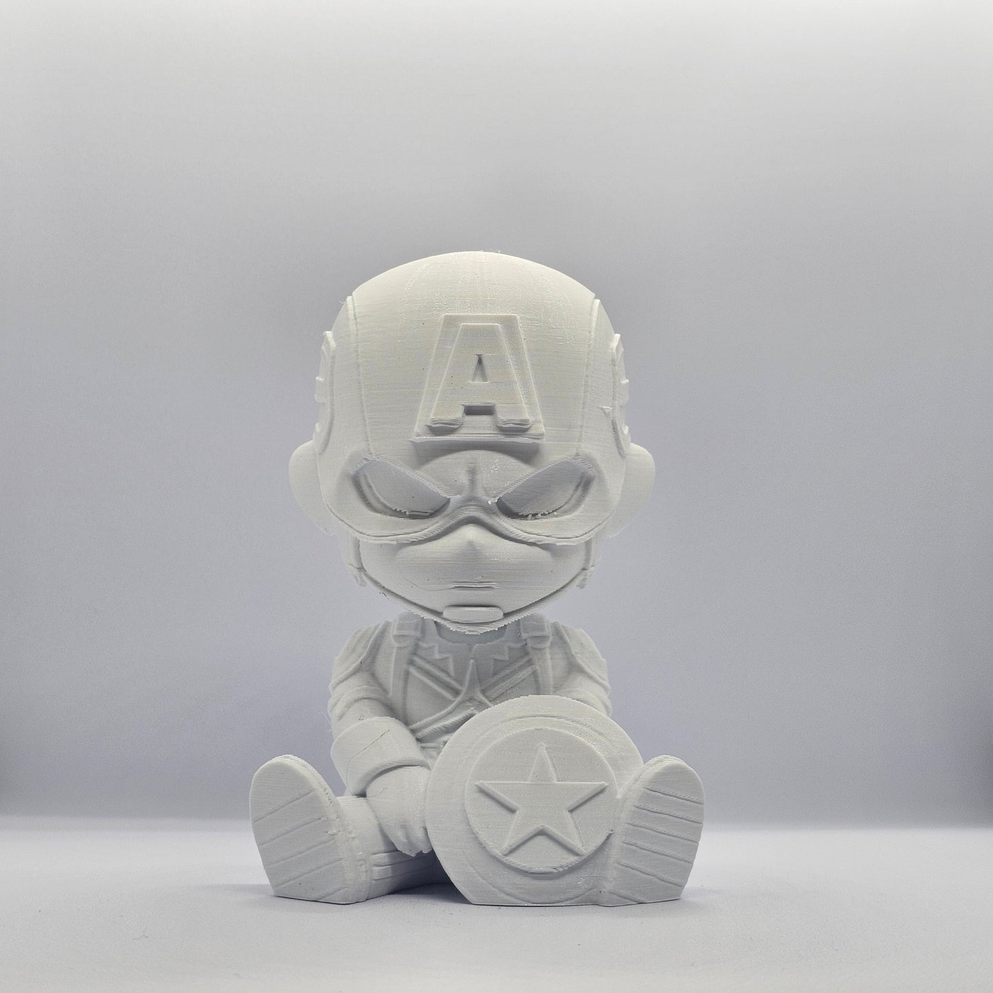 Captain America Chibi Style 3D Printed Figurine – 9 cm Paintable Collectible