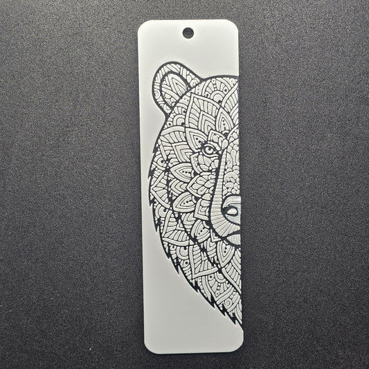 mandala art bookmark with design of bear