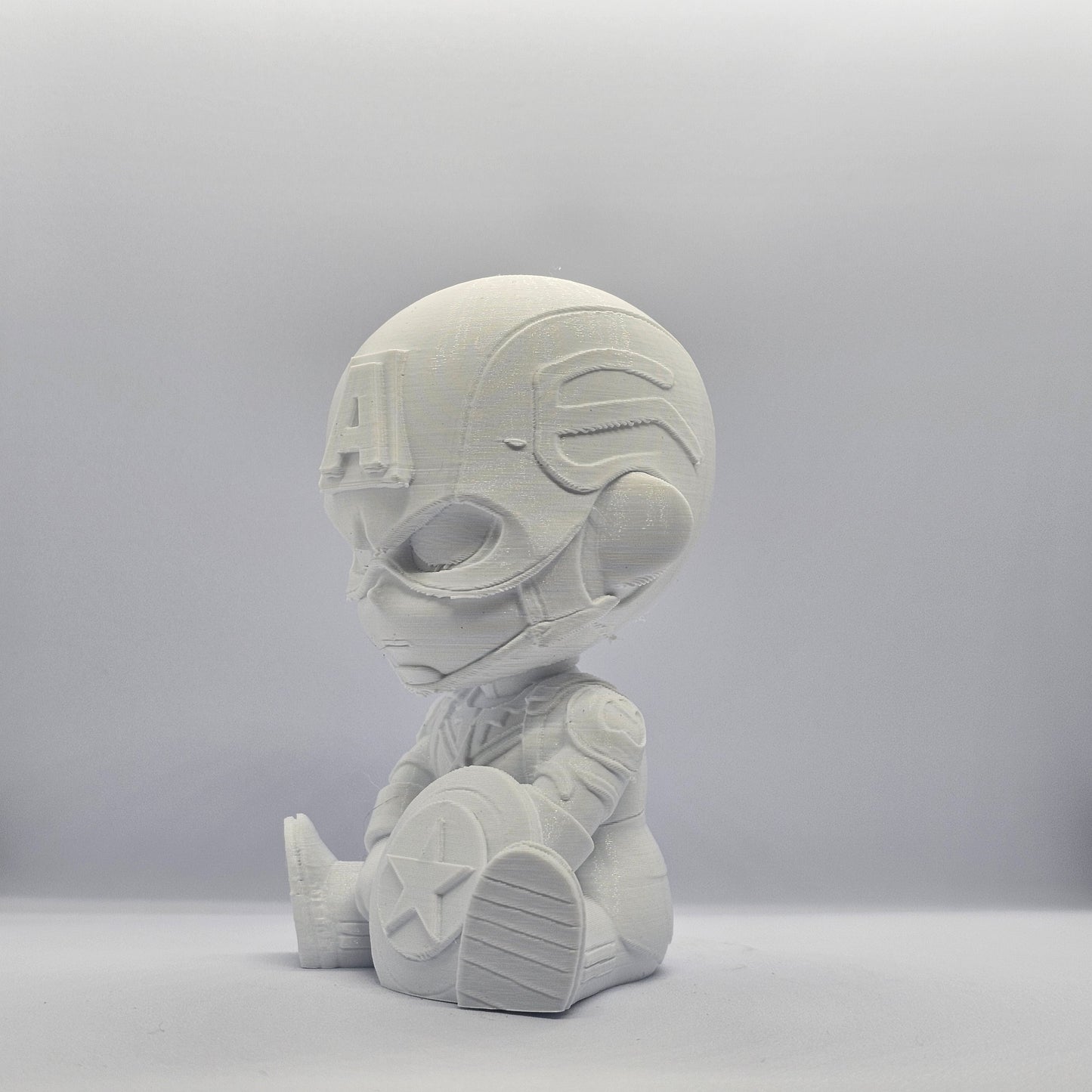 Captain America Chibi Style 3D Printed Figurine – 9 cm Paintable Collectible