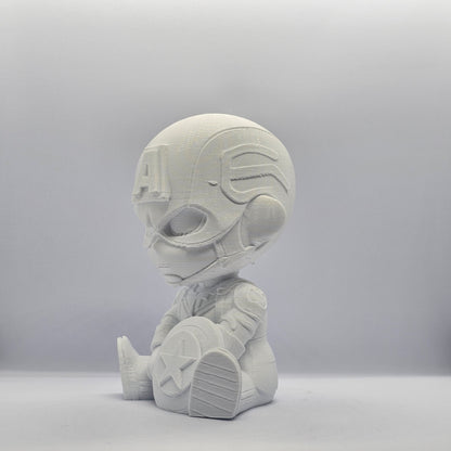 Captain America Chibi Style 3D Printed Figurine – 9 cm Paintable Collectible