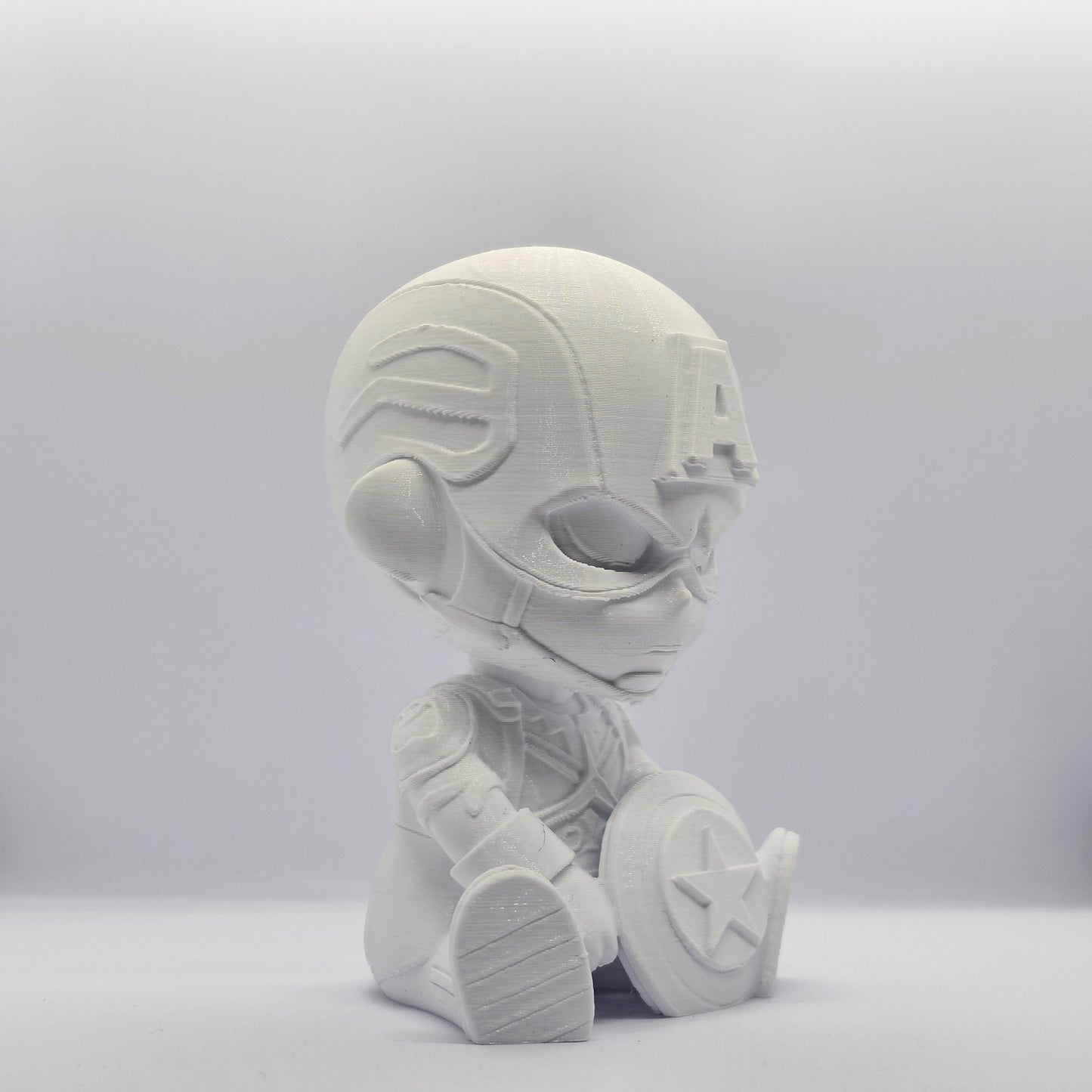 Captain America Chibi Style 3D Printed Figurine – 9 cm Paintable Collectible