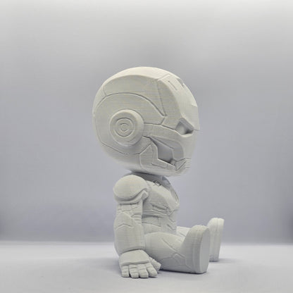Iron Man Chibi Style 3D Printed Figurine – 9 cm Paintable Collectible