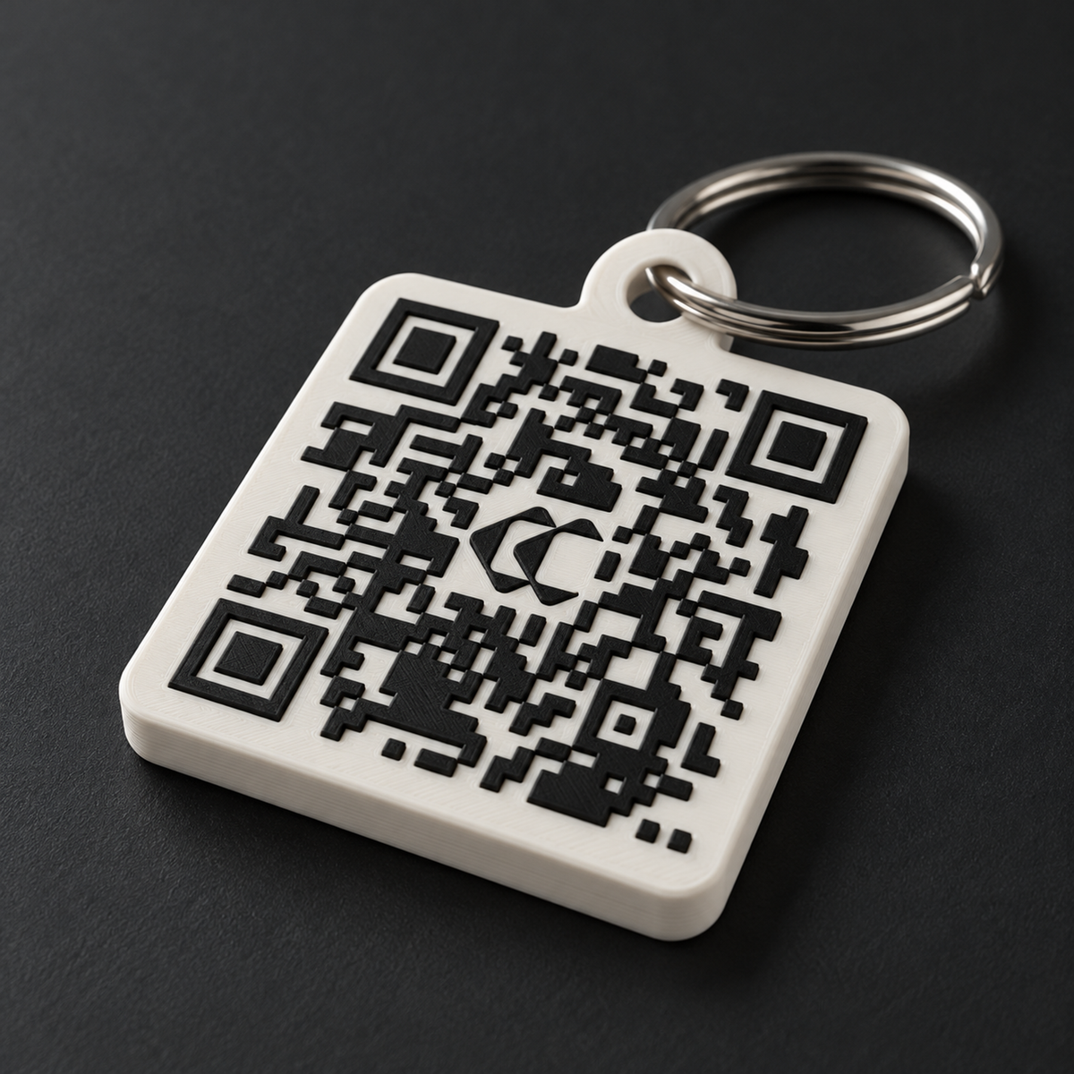 Cardless Club Scan Keychain, close-up showing the finish