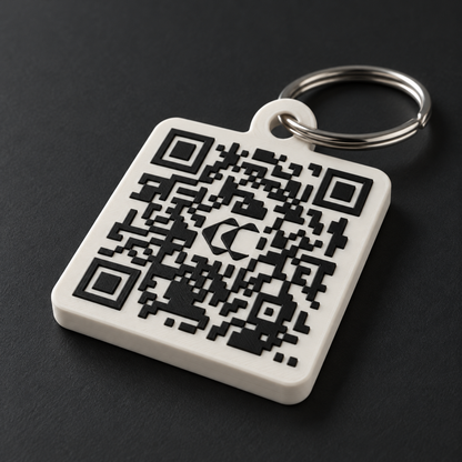 Cardless Club Scan Keychain, close-up showing the finish